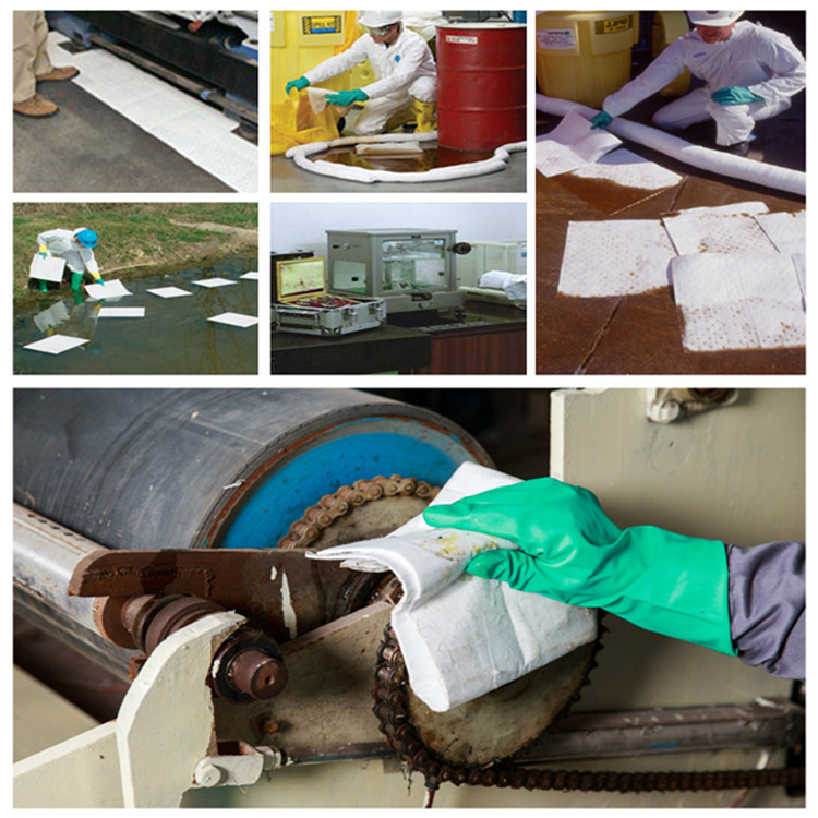 Almohadilla absorbente de derrames de fabricación profesional Almohadillas absorbentes de aceite Pp de alta resistencia para el control de la contaminación de derrames